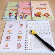 Magic Practice Copybook Set for Kids (4 Books + 10 Refills + Pen + Grip)